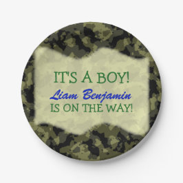 Baby Boy - Camouflage Themed Baby Dusche Pappteller
