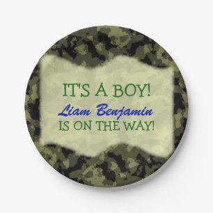 Baby Boy - Camouflage Themed Baby Dusche Pappteller