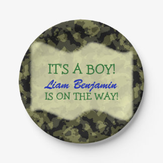 Baby Boy - Camouflage Themed Baby Dusche Pappteller