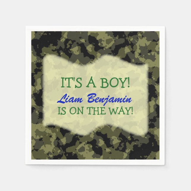 Baby Boy - Camouflage Themed Baby Dusche Serviette (Vorderseite)