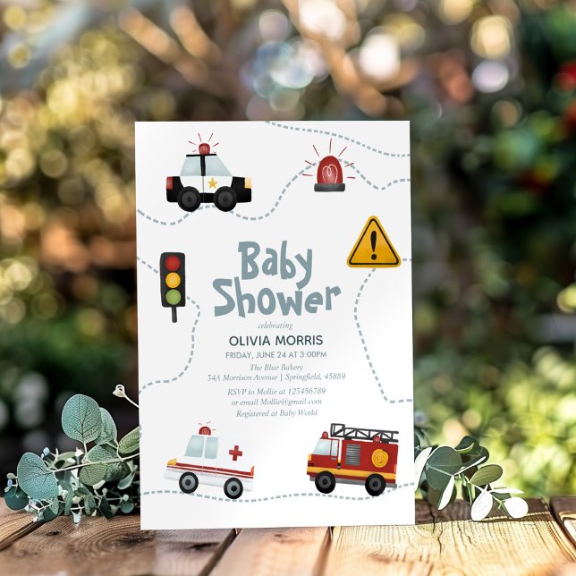 Baby Boy Cars Niedlich und moderne Babydusche Einladung (Von Creator hochgeladen)