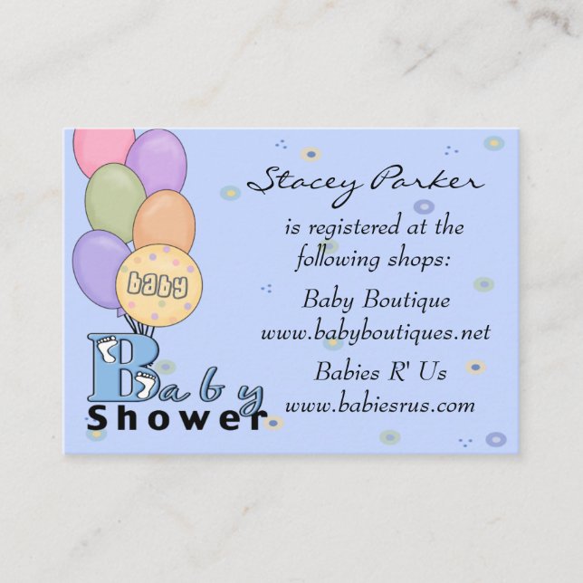 Baby Boy Celebration Registry Cards Begleitkarte (Vorderseite)