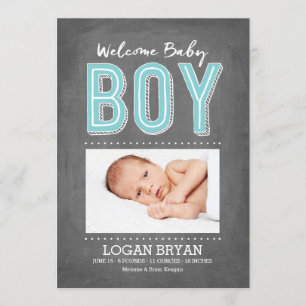 Baby Boy Chalkboard   Geburtsankündigung Ankündigung