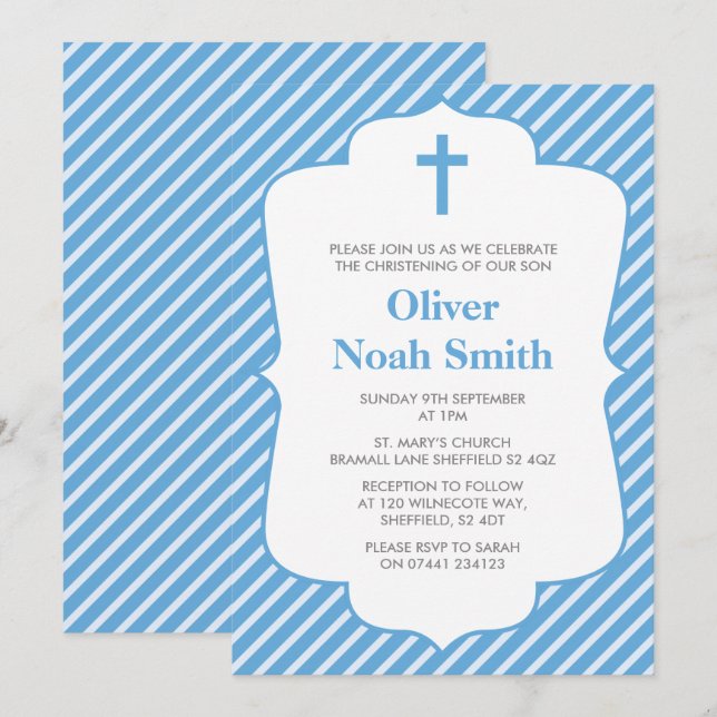Baby Boy Christening/Taufe Einladung (Vorne/Hinten)