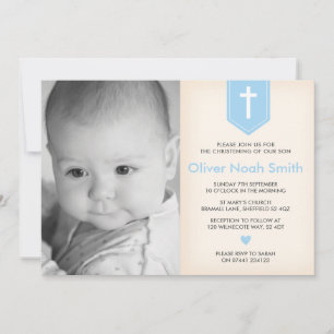 Baby Boy Christening/Taufe Einladung