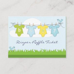 Baby Boy Clothes Line Diaper Raffle Business Card Begleitkarte