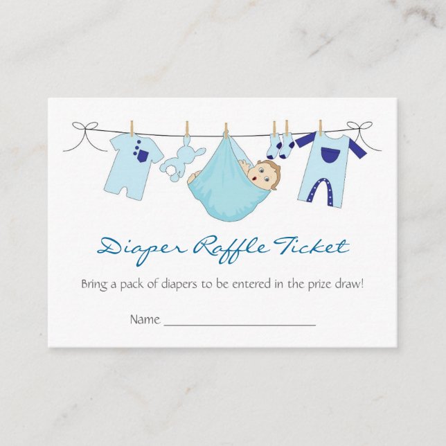 Baby Boy Clothes Line Diaper Raffle Business Card Begleitkarte (Vorderseite)