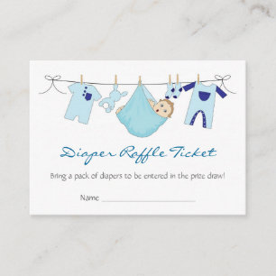 Baby Boy Clothes Line Diaper Raffle Business Card Begleitkarte