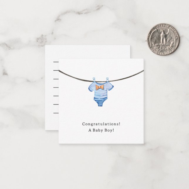 Baby Boy Congratulations Newborn Birth Card Mitteilungskarte (Vorderseite/Rückseite Beispiel)
