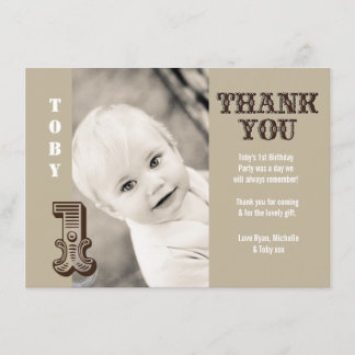 Baby Boy Cowboy 1. Geburtstag Vielen Dank Foto-Kar Dankeskarte