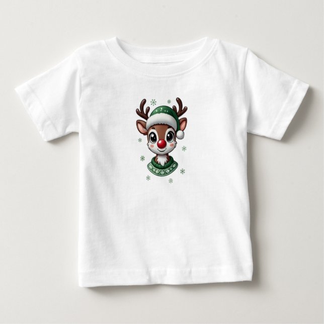 Baby Boy Cute Reindeer Personalized T-Shirt (Vorderseite)