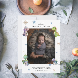 Baby Boy Dinosaur Birth Foto Ankündigung