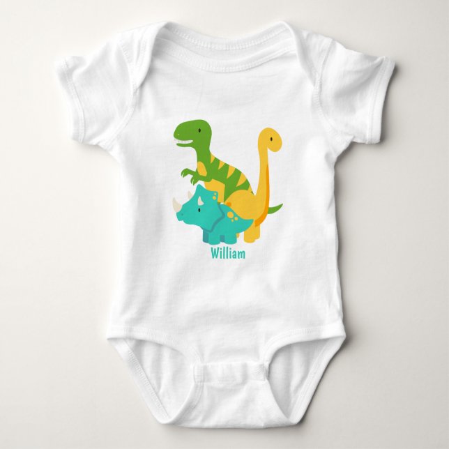 Baby Boy Dinosaur Blue Strampler (Vorderseite)