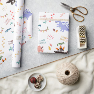 Baby Boy Dinosaur Geburtstag Geschenkpapier