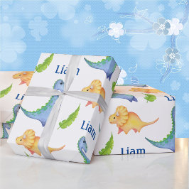 Baby Boy Dinosaur Kinderzimmer Niedlich Neugeboren Geschenkpapier