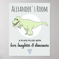 Baby Boy Doodle Dinosaur T-Rex mit Name-Kinderzimm