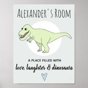 Baby Boy Doodle Dinosaur T-Rex mit Name-Kinderzimm Poster