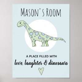Baby Boy Doodle Green Dinosaurier und Name Kinderz Poster