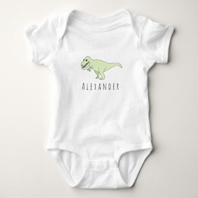 Baby Boy Doodle T-Rex Dinosaur mit Name Strampler (Vorderseite)