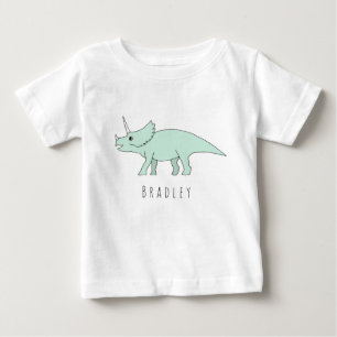 Baby Boy Doodle Triceratops Dinosaurier mit Namen T-shirt