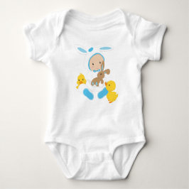 BABY BOY DRESSEERTE ALS WEISSE OSTERBUNNY STRAMPLER