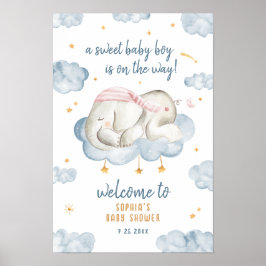 Baby Boy Dusche Begrüßungszeichen - Elephant Poster