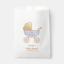 Baby Boy Dusche Blue Retro Carriage Geschenktütchen