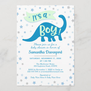 Baby Boy Dusche Dinosaur Blue Theme Es ist ein Jun Einladung