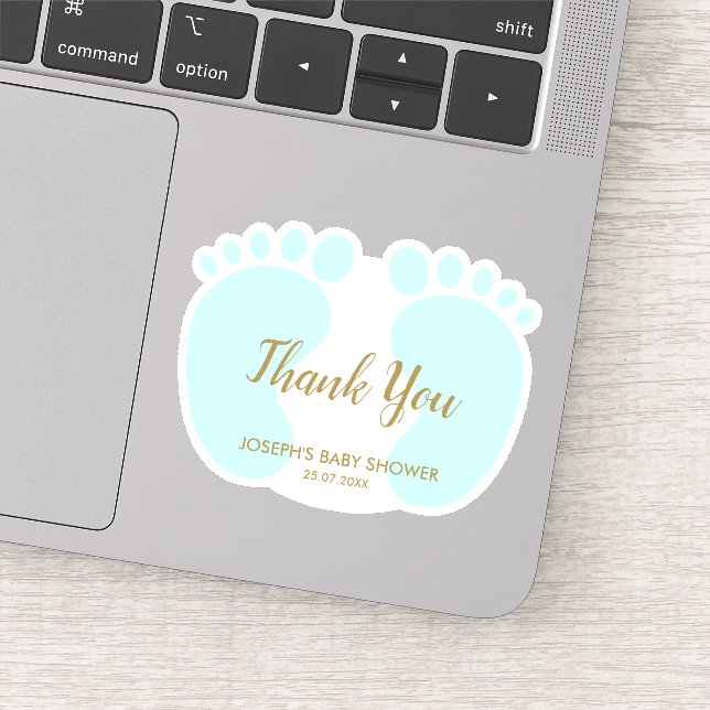 Baby Boy Dusche Gastgeschenk Vielen Dank Aufkleber (Detail)
