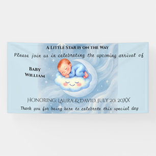 Baby Boy Dusche laden Mondlicht Sterne Wasserfarbe Banner