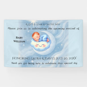 Baby Boy Dusche laden Mondlicht Sterne Wasserfarbe Banner