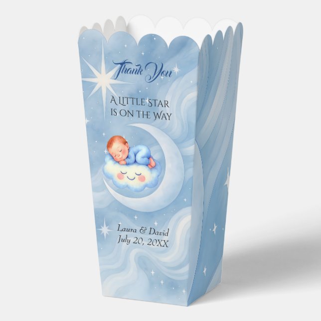 Baby Boy Dusche laden Mondlicht Sterne Wasserfarbe Geschenkschachtel (Vorderseite)