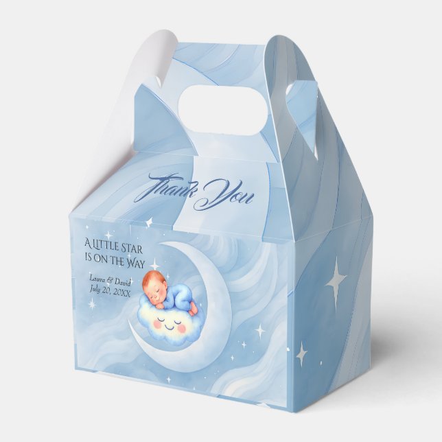 Baby Boy Dusche laden Mondlicht Sterne Wasserfarbe Geschenkschachtel (Vorderseite)