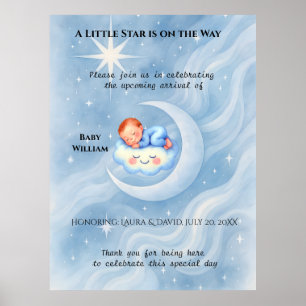Baby Boy Dusche laden Mondlicht Sterne Wasserfarbe Poster