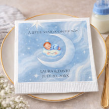 Baby Boy Dusche laden Mondlicht Sterne Wasserfarbe