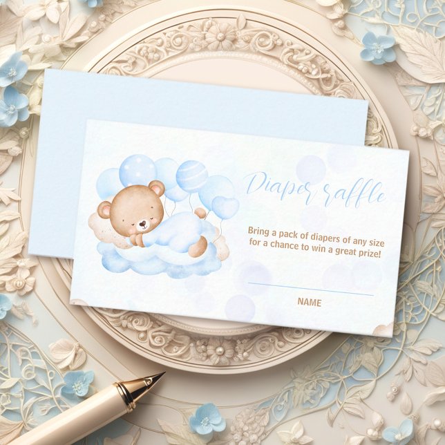 Baby Boy Dusche Windelwaschkarte abwarten Begleitkarte (Bearly Wait Baby Boy Shower Diaper Raffle Card)