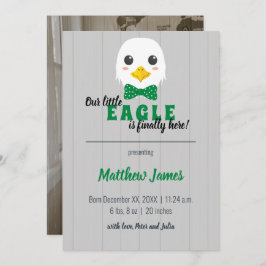 Baby Boy Eagle Green Vertical Baby Announcement Einladung