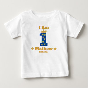 Baby Boy Elegant 1. Geburtstag Personalisiert Whit T-shirt