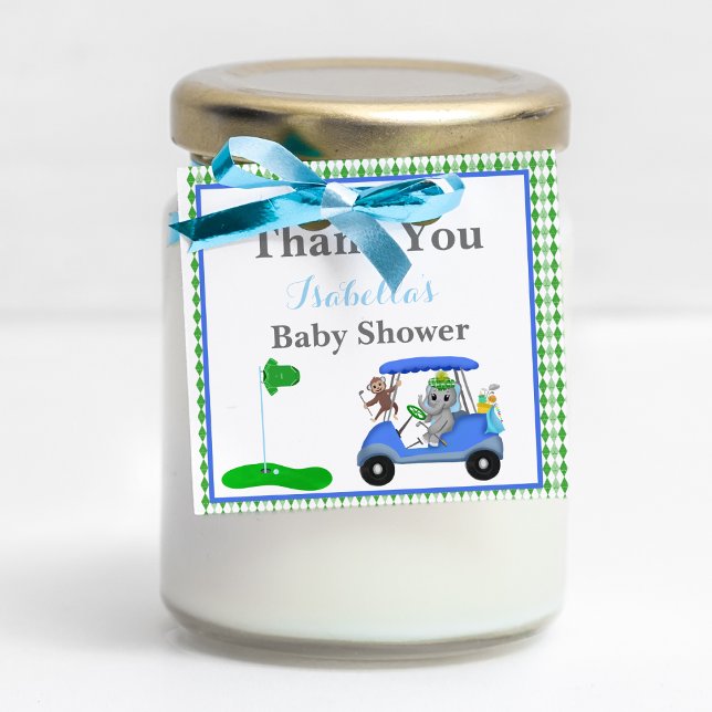 Baby Boy Elephant & Affendusche Geschenkanhänger (Fore-tastic Favors: Elevate gifting with this golf-themed artwork, easily customized for your shower)