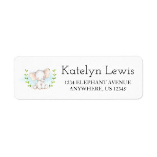Baby Boy Elephant Baby Dusche Adressetiketten