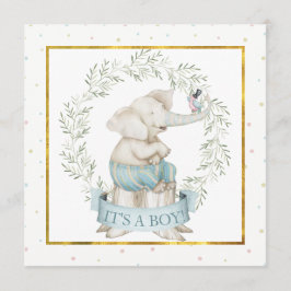 Baby Boy Elephant Baby Dusche Einladung