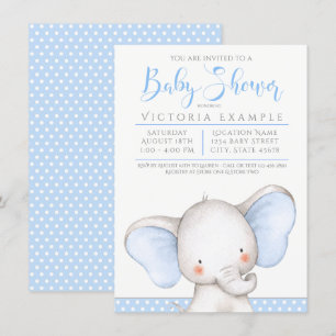 Baby Boy Elephant Baby Dusche Einladung