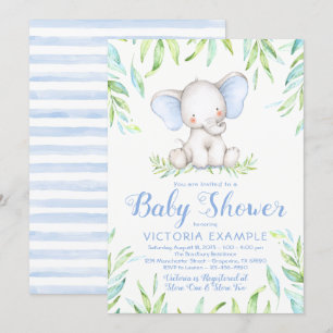 Baby Boy Elephant Baby Shower Einladungen