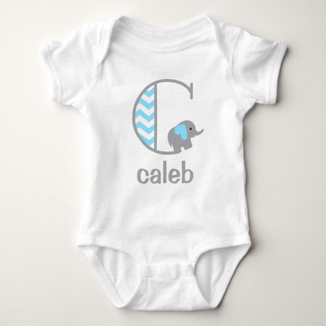 Baby Boy Elephant Bodysuit Boys Monogram Shirt C (Vorderseite)