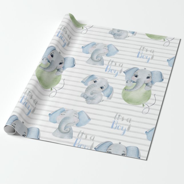 Baby Boy Elephant Es ist eine Boy-Dusche Geschenkpapier (Ungerollt)