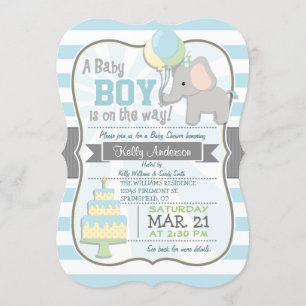 Baby Boy Elephant, Jungle Animal Baby Dusche Einladung