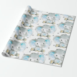 Baby Boy Elephant Jungle Pattern Babydusche Gesche Geschenkpapier