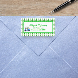 Baby Boy Elephant & Monkey Golf Baby Dusche Adressaufkleber