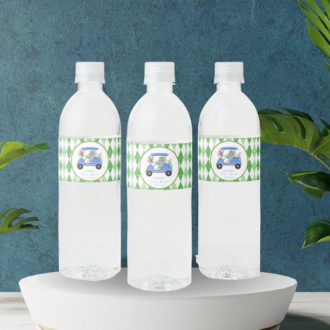 Baby Boy Elephant & Monkey Golf Wasserflaschenetikett (Refresh your guest with this adorable golf themed label for your water bottles!)