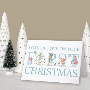 Baby Boy Erste Weihnachts-Niedliche Tiere Personal Feiertagskarte